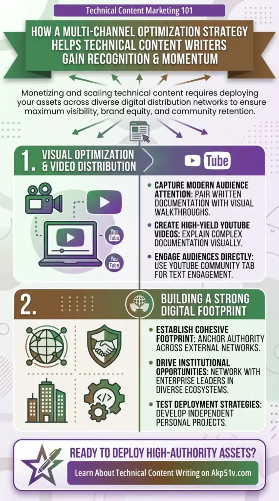Infographic - How to leverage multiple content marketing channels as a technical content writing specialist? Let's explore