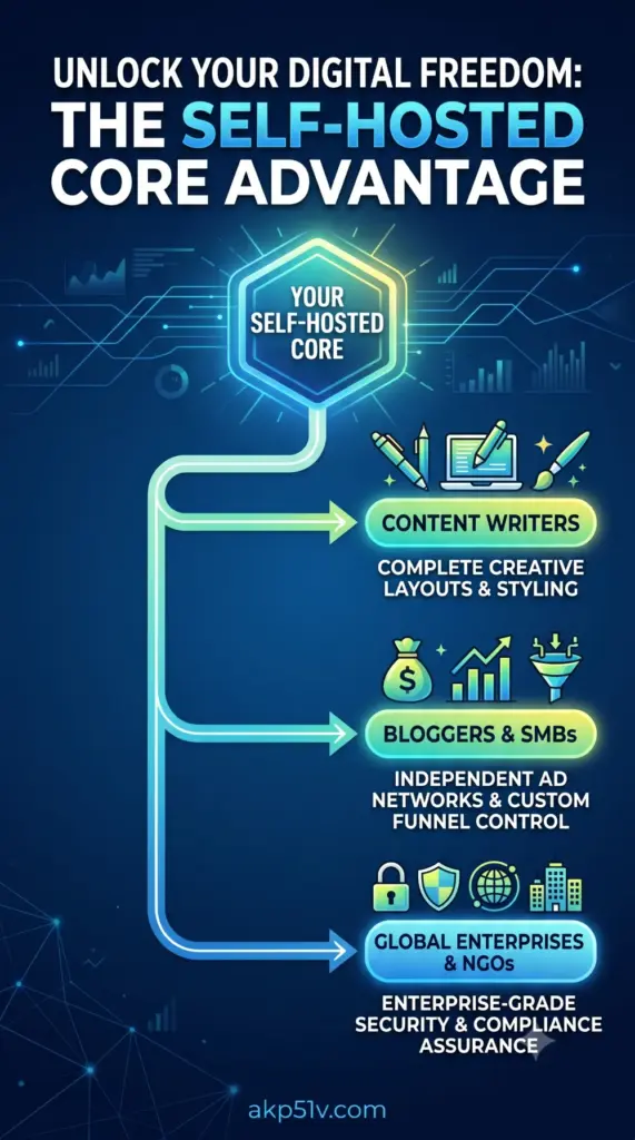 Infographic - How different stakeholders in the content marketing industry benefit from self-hosted websites - Akp51v.com